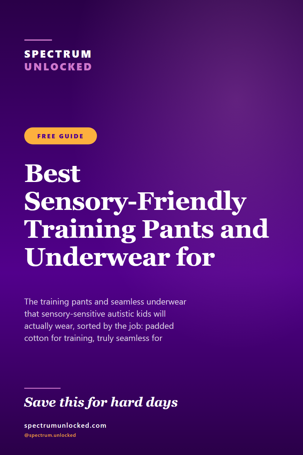 Pinterest pin: Best Sensory-Friendly Training Pants and Underwear for Autistic Kids
