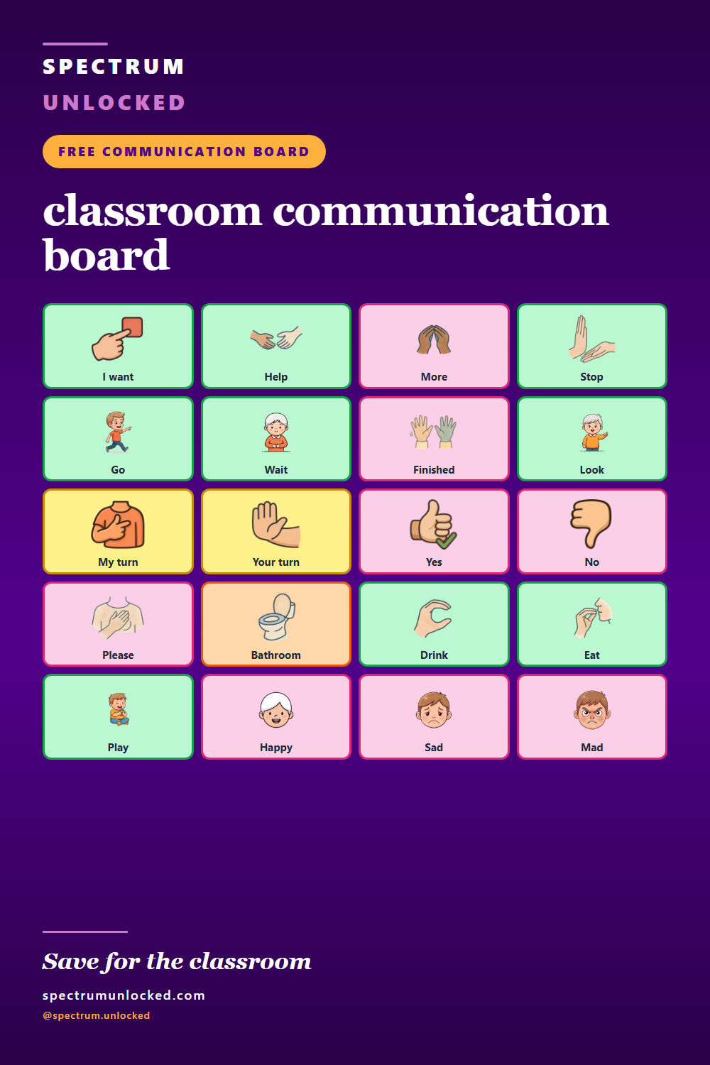 Pinterest pin: Free classroom communication board