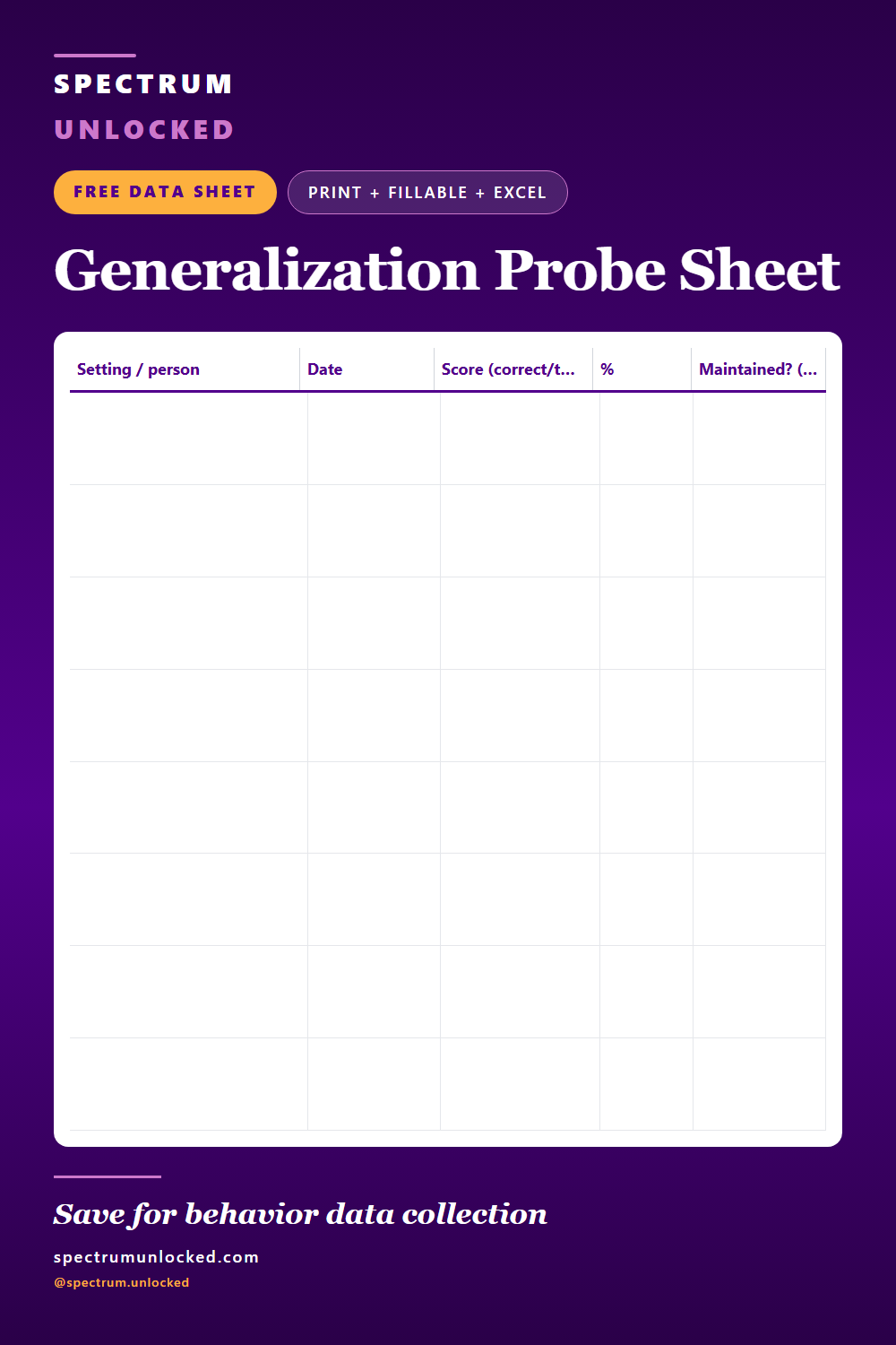 Pinterest pin: Free Generalization Probe Sheet
