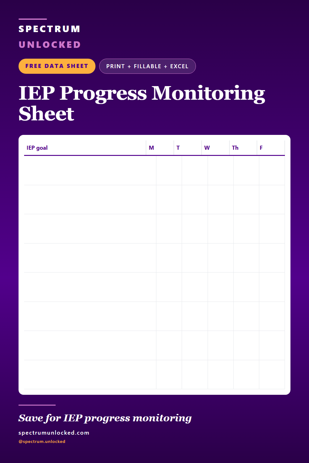Pinterest pin: Free IEP Progress Monitoring Sheet