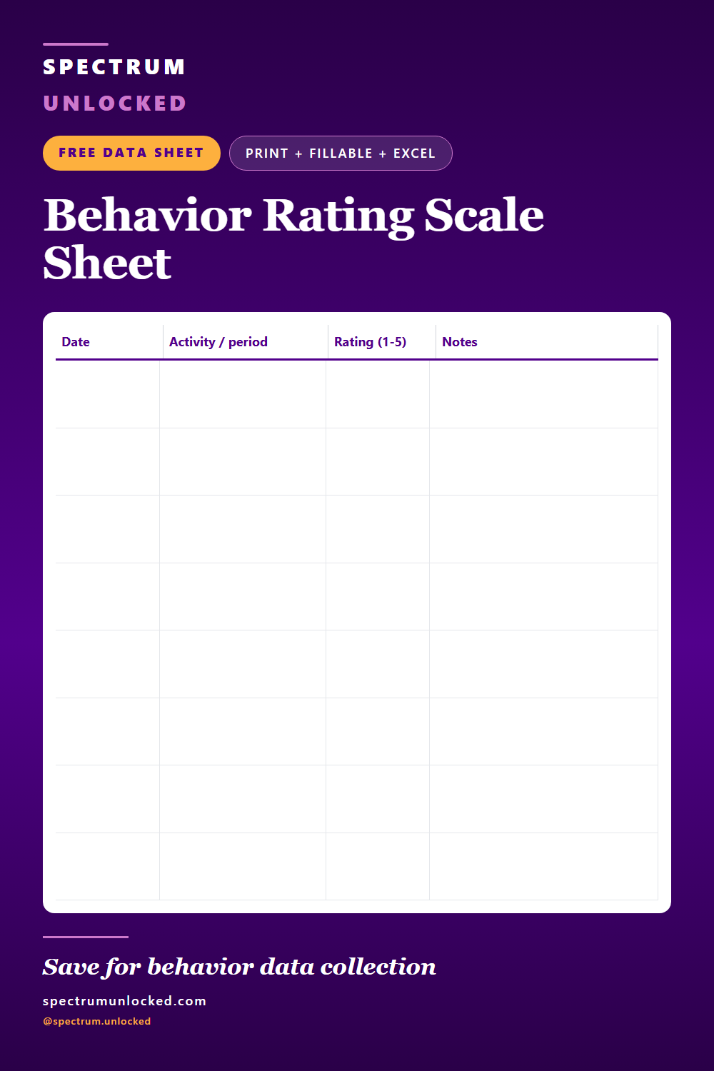 Pinterest pin: Free Behavior Rating Scale Sheet