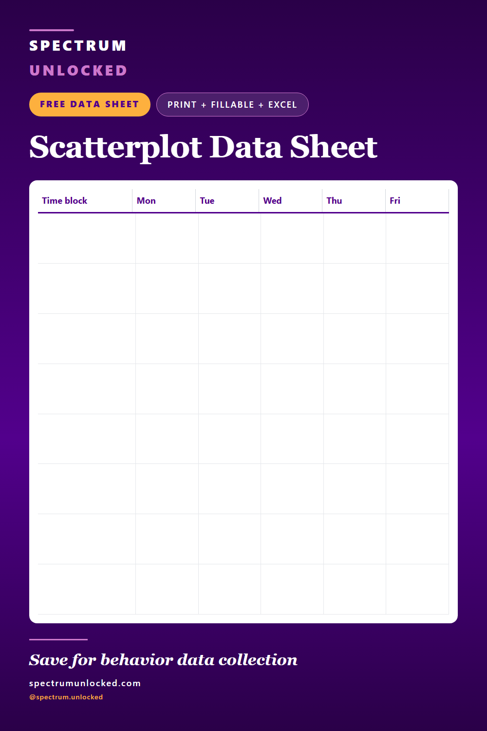 Pinterest pin: Free Scatterplot Data Sheet