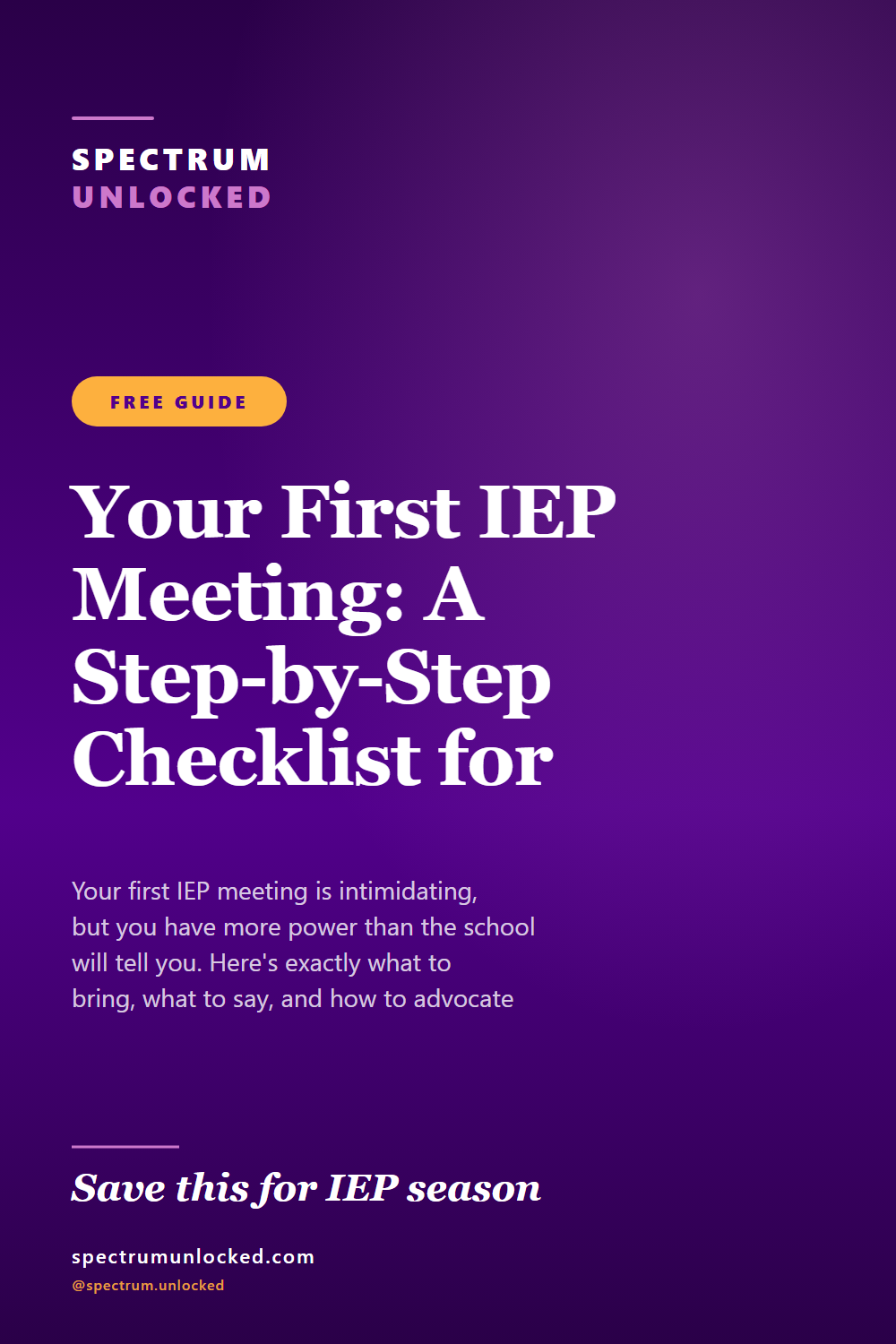 Pinterest pin: Your First IEP Meeting: A Step-by-Step Checklist for Parents