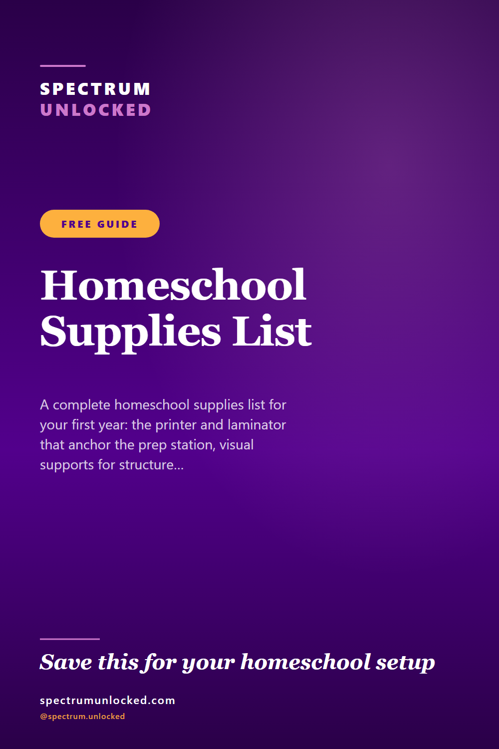 Pinterest pin: Homeschool Supplies List: The Essentials a First-Year Family Actually Uses