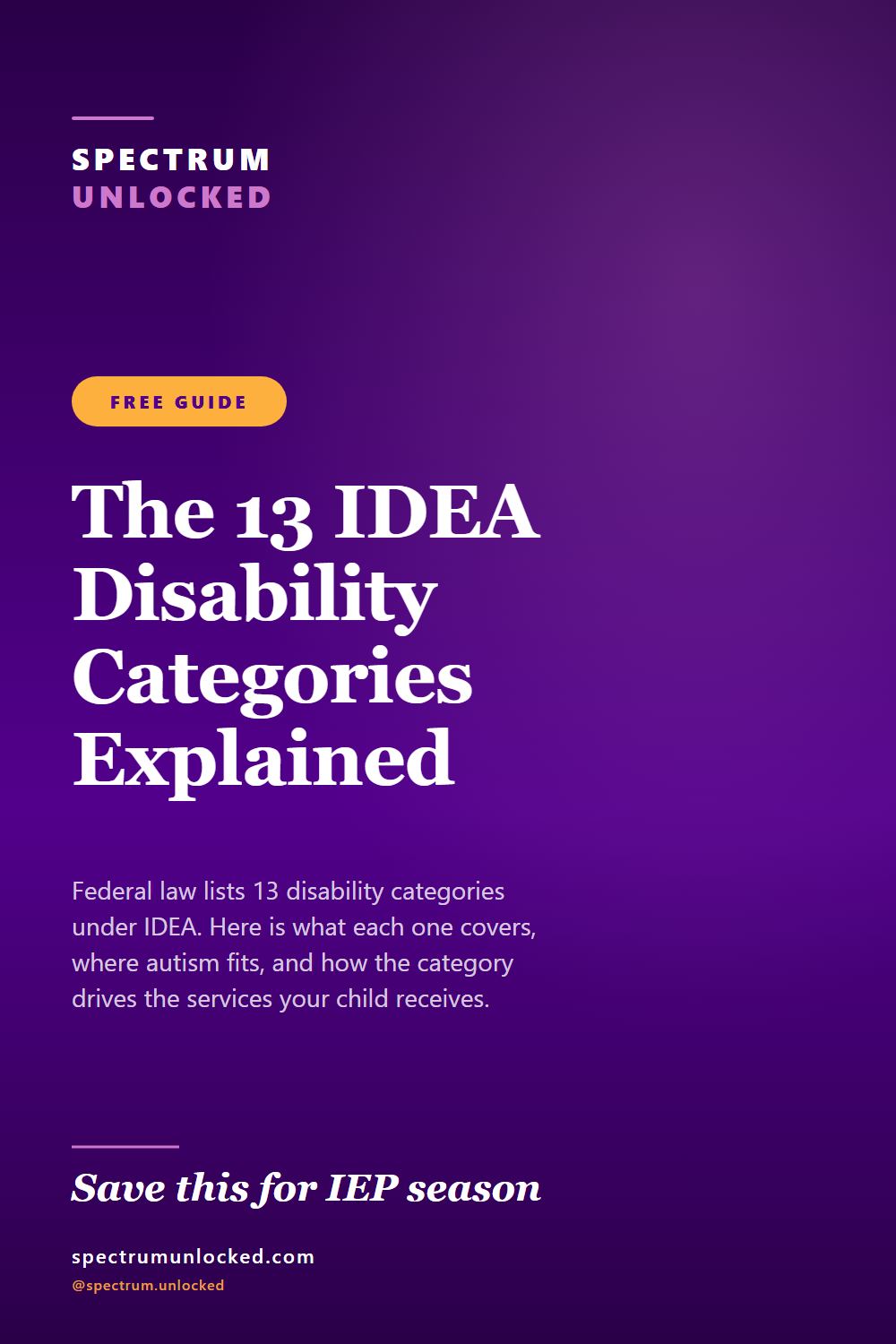 Pinterest pin: The 13 IDEA Disability Categories Explained