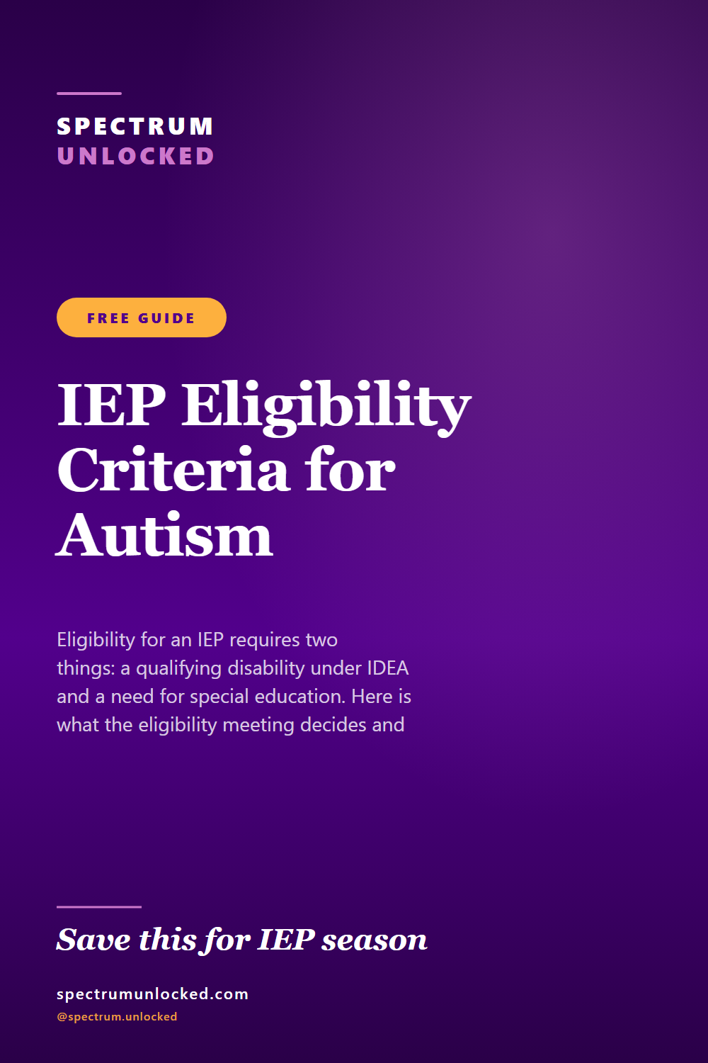 Pinterest pin: IEP Eligibility Criteria for Autism