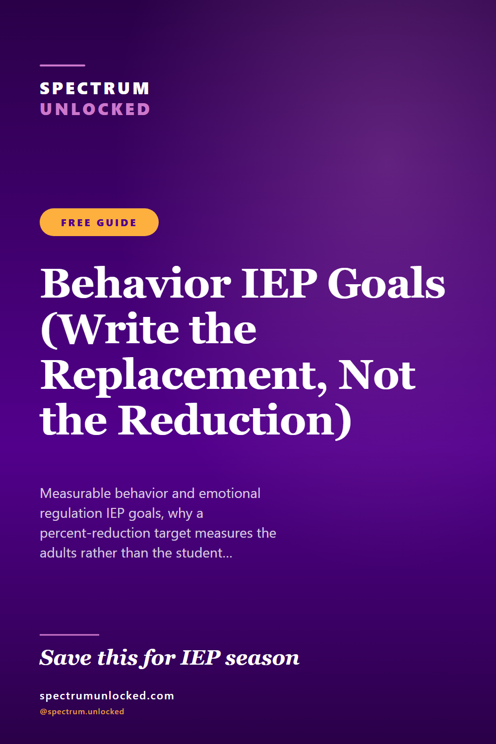 Pinterest pin: Behavior IEP Goals (Write the Replacement, Not the Reduction)