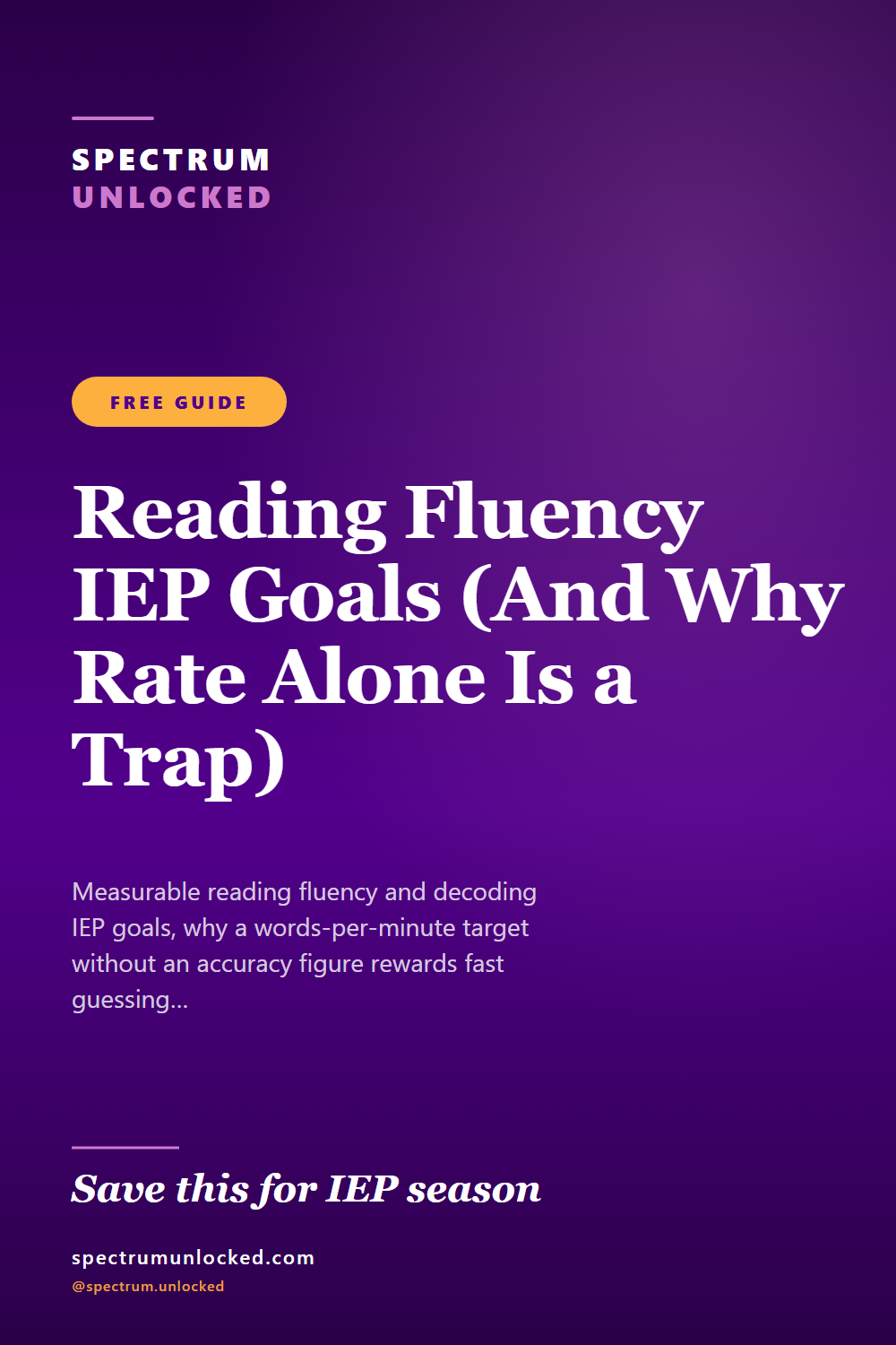 Pinterest pin: Reading Fluency IEP Goals (And Why Rate Alone Is a Trap)