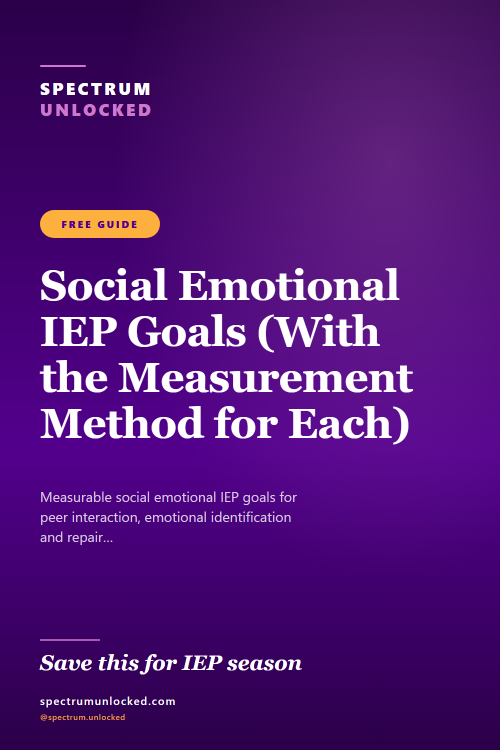 Pinterest pin: Social Emotional IEP Goals (With the Measurement Method for Each)