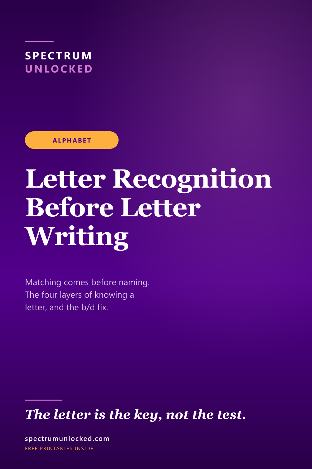 Pinterest pin: Letter Recognition Before Letter Writing: Activities That Do the Real Work
