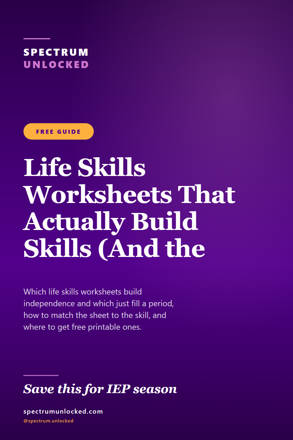 Pinterest pin: Life Skills Worksheets That Actually Build Skills (And the Ones That Don't)