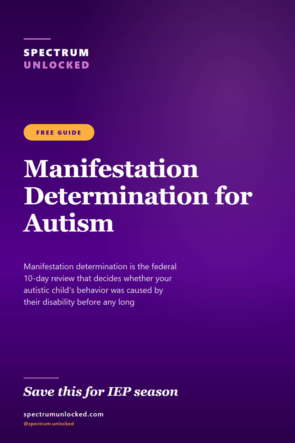 Pinterest pin: Manifestation Determination for Autism