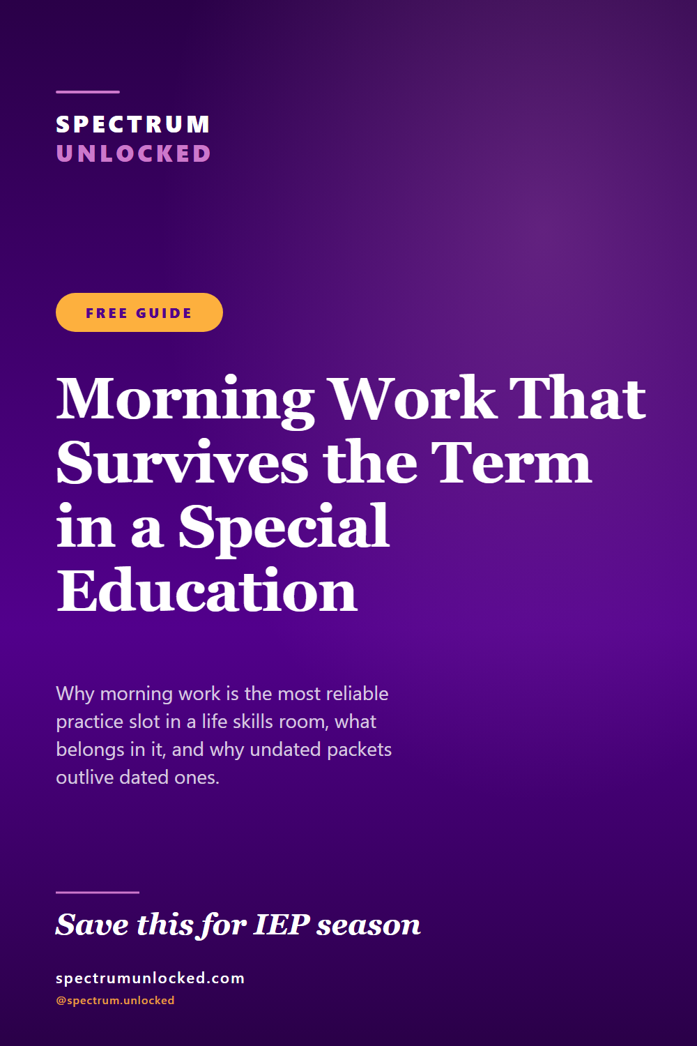 Pinterest pin: Morning Work That Survives the Term in a Special Education Classroom