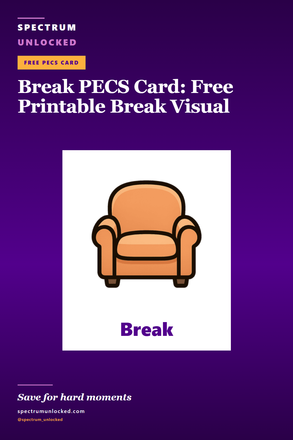 Pinterest pin: Break PECS Card: Free Printable Break Visual