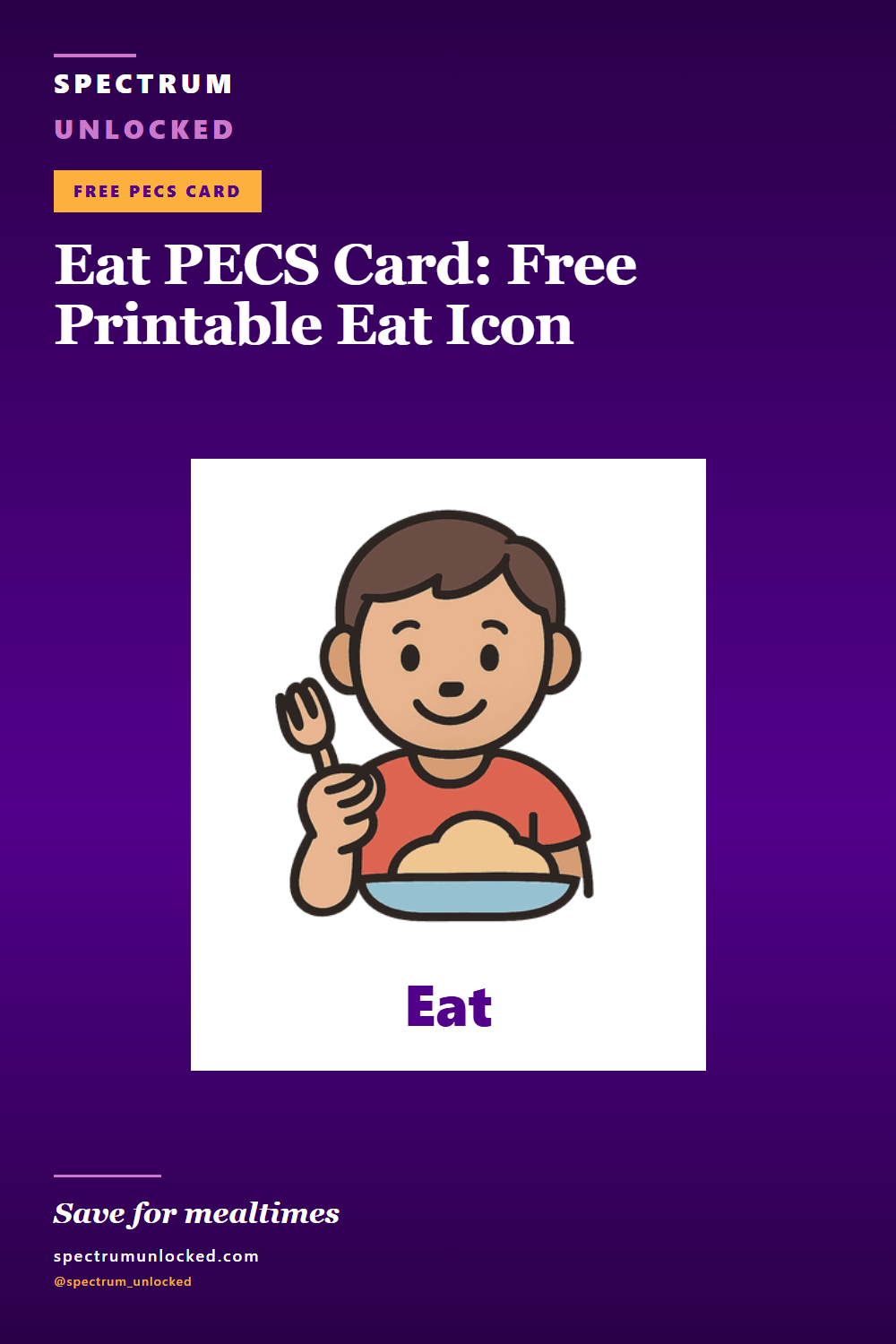 Pinterest pin: Eat PECS Card: Free Printable Eat Icon