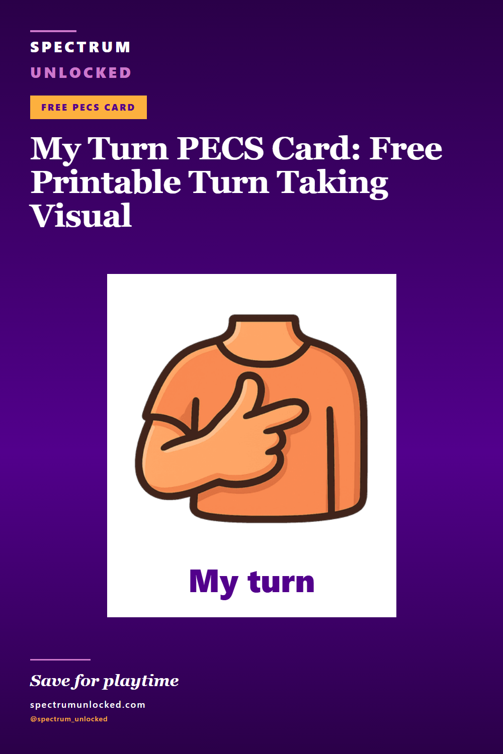 Pinterest pin: My Turn PECS Card: Free Printable Turn Taking Visual