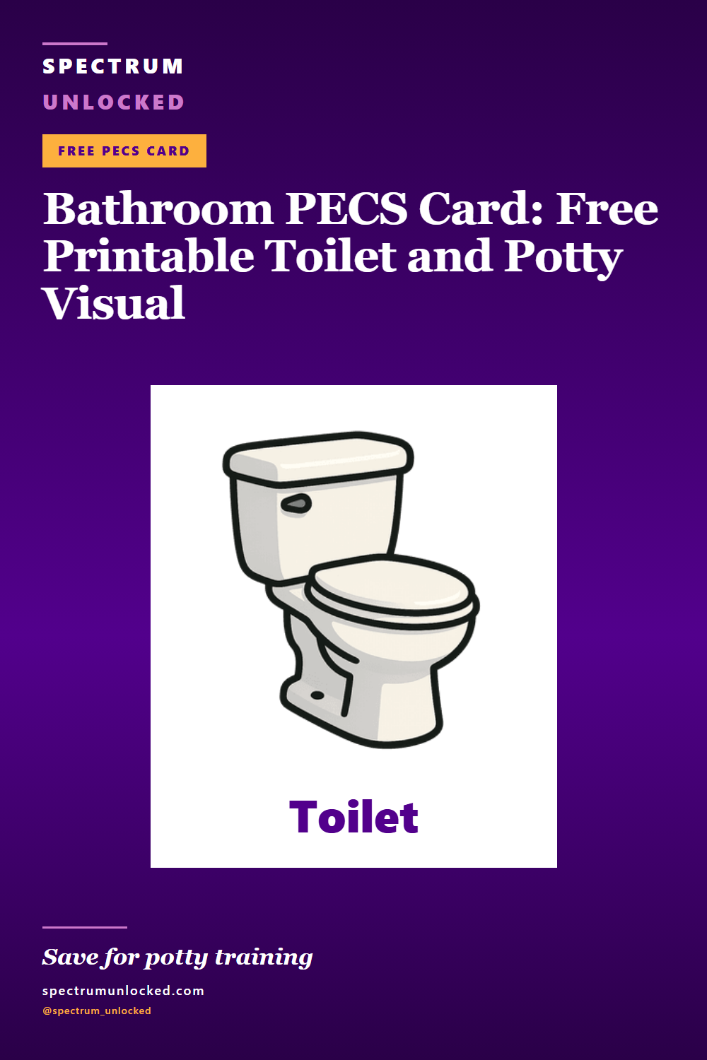 Pinterest pin: Bathroom PECS Card: Free Printable Toilet and Potty Visual