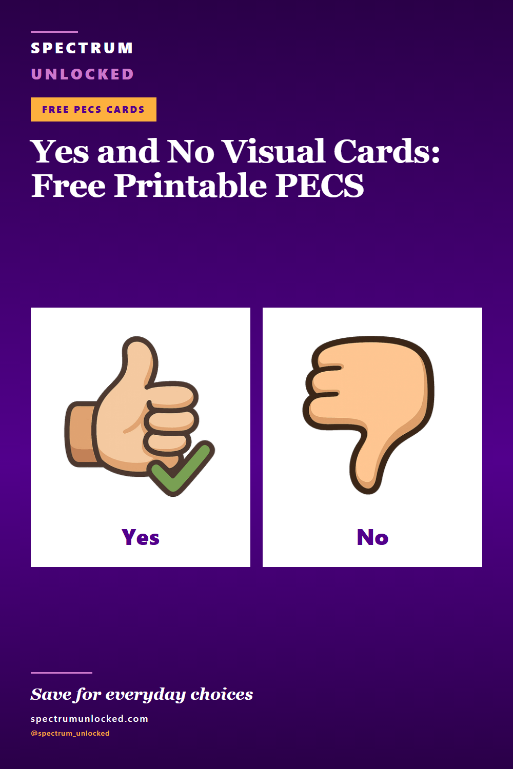 Pinterest pin: Yes and No Visual Cards: Free Printable PECS
