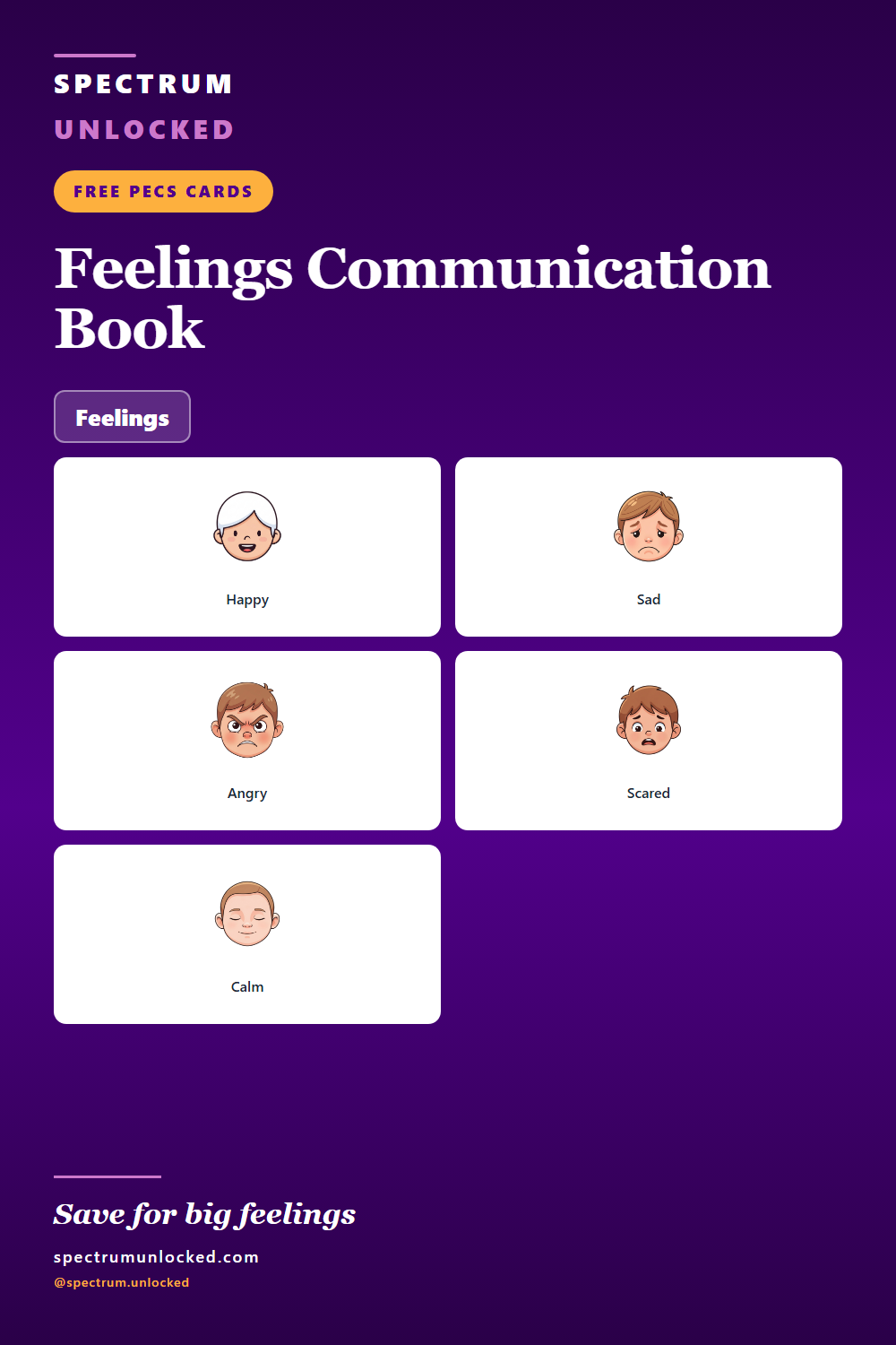 Pinterest pin: Free Feelings Communication Book (PDF)
