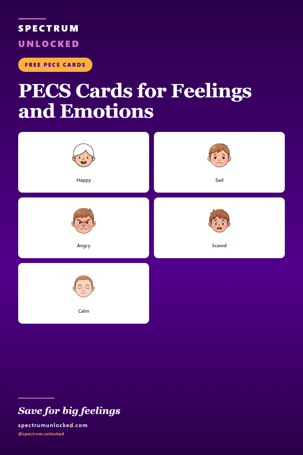Pinterest pin: PECS Cards for Feelings and Emotions