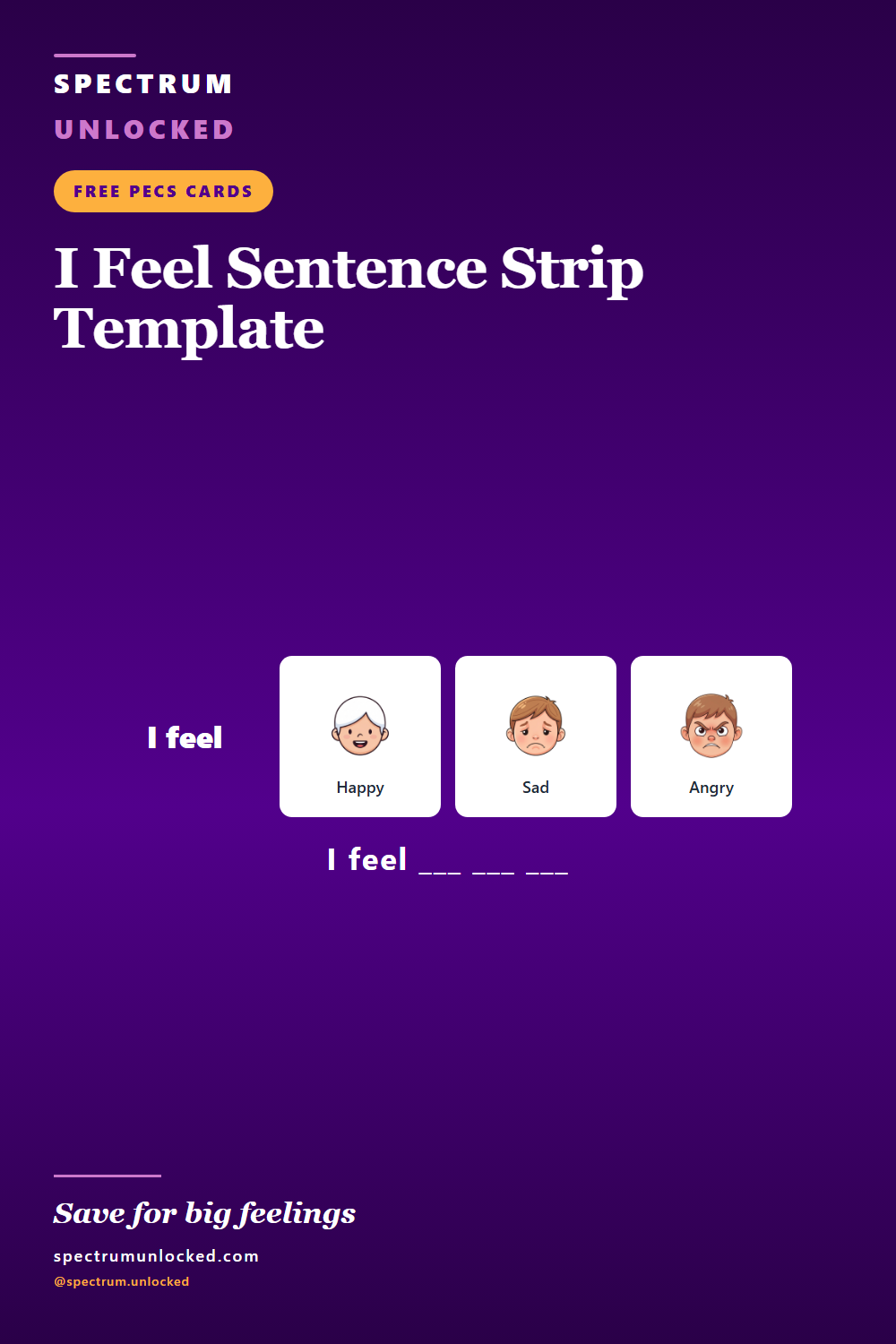Pinterest pin: Free I Feel Sentence Strip Template