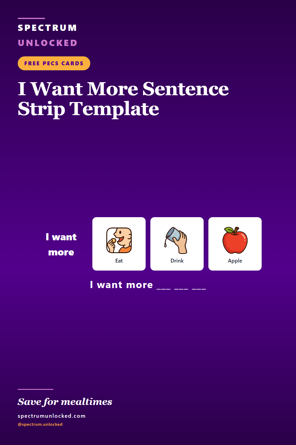 Pinterest pin: Free I Want More Sentence Strip Template