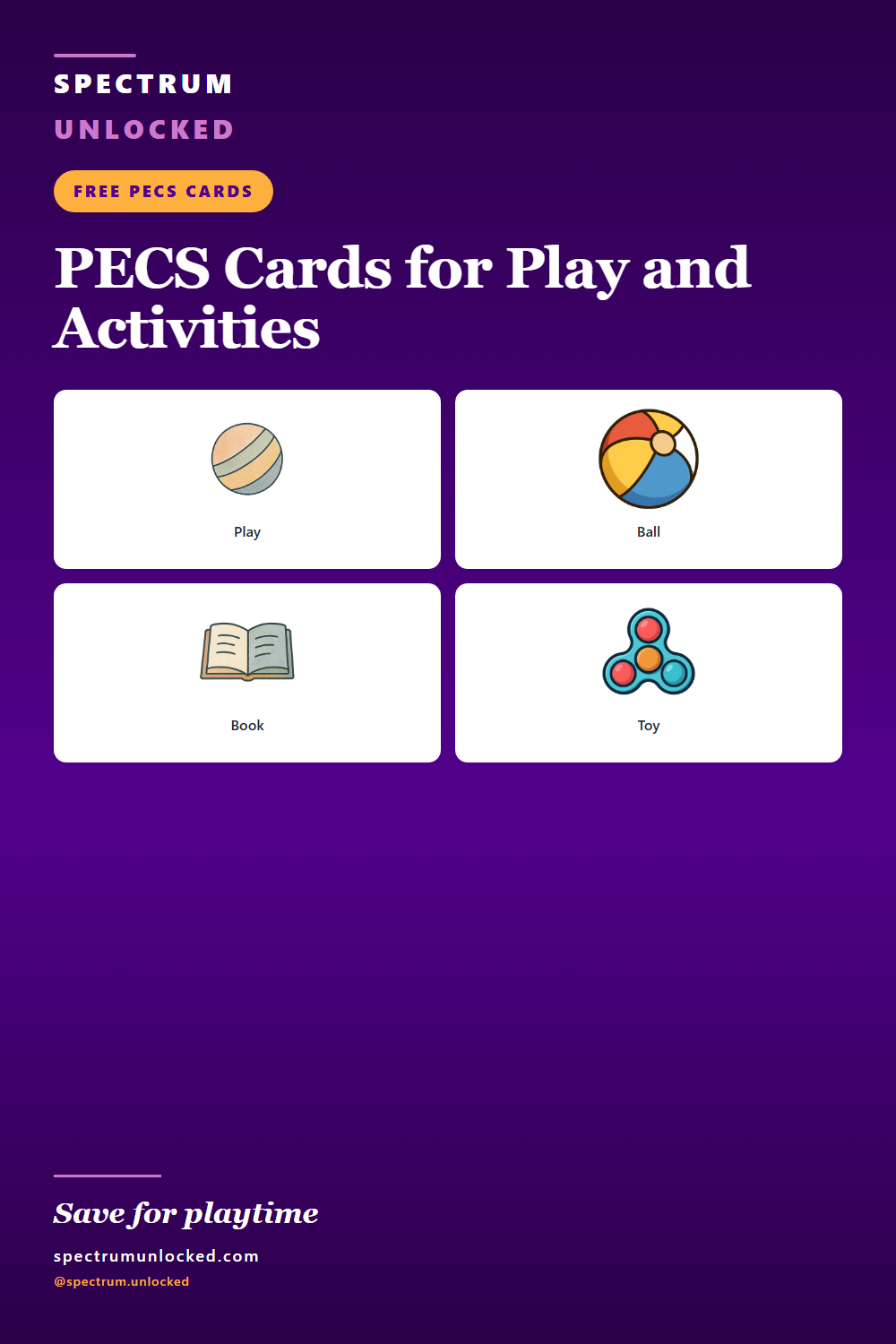 Pinterest pin: PECS Cards for Play and Activities