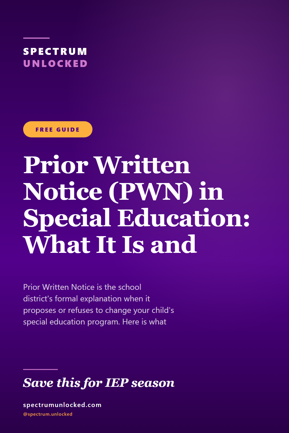 Pinterest pin: Prior Written Notice (PWN) in Special Education: What It Is and What It Must Include