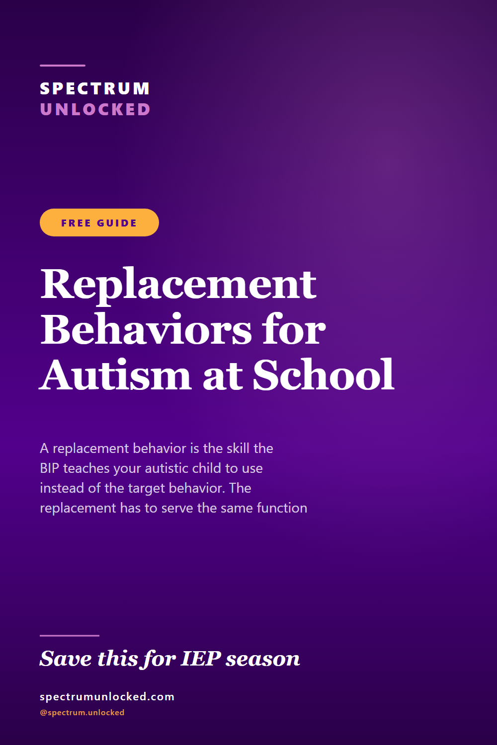Pinterest pin: Replacement Behaviors for Autism at School