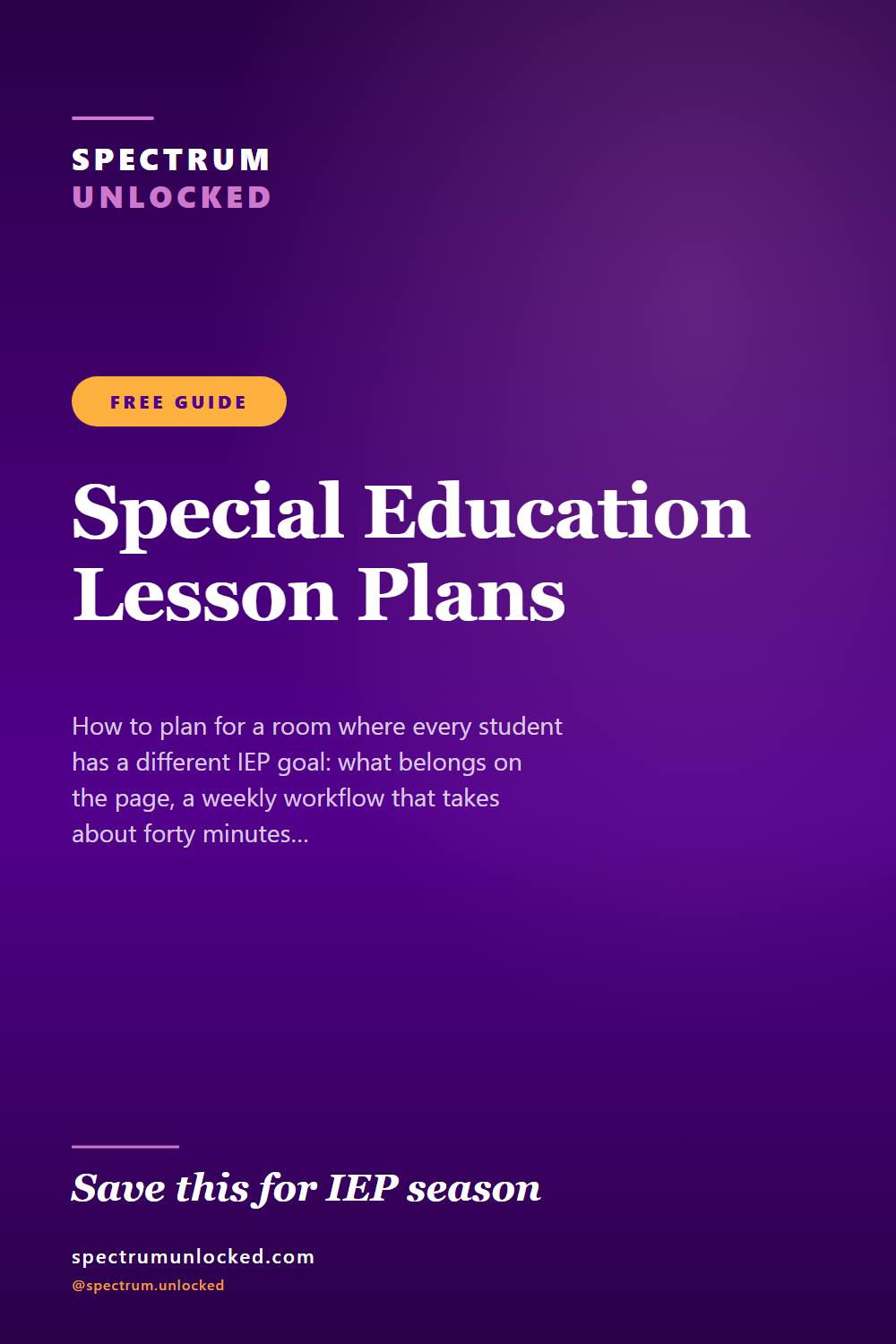 Pinterest pin: Special Education Lesson Plans: A Weekly System for a Mixed-Goal Room