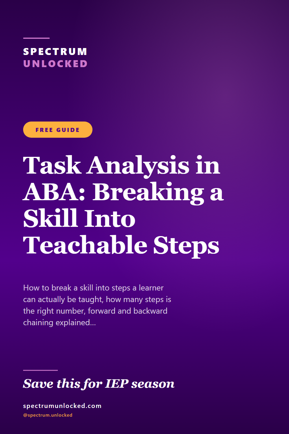 Pinterest pin: Task Analysis in ABA: Breaking a Skill Into Teachable Steps