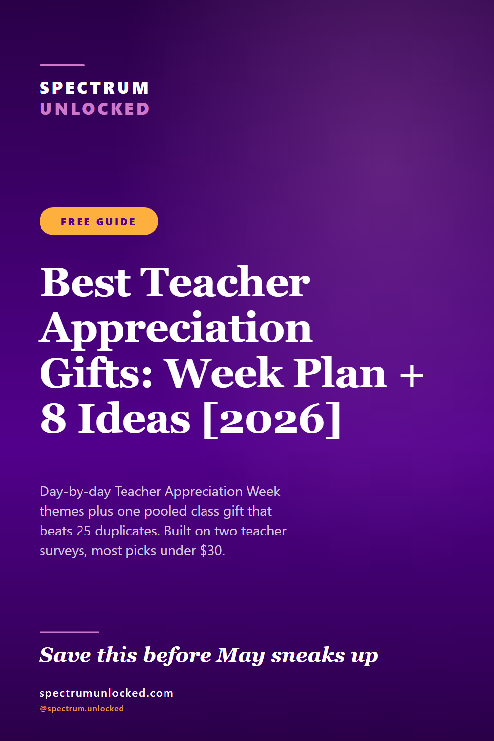 Pinterest pin: Teacher Appreciation Week Gifts: A Plan the Whole Class Can Run
