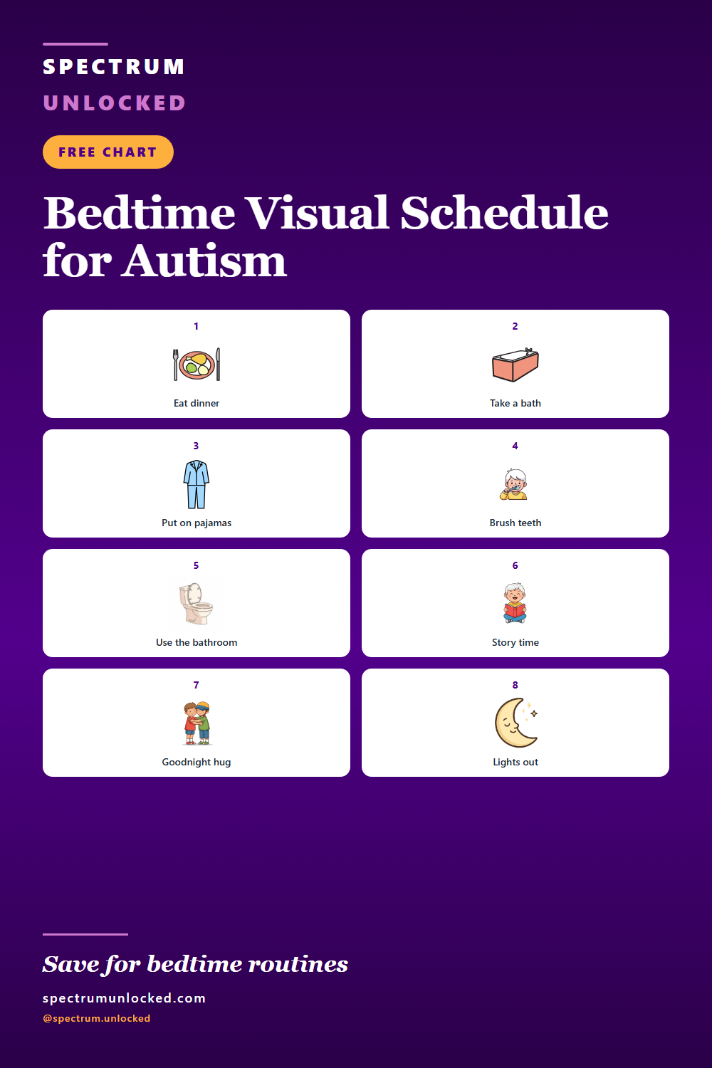 Pinterest pin: Free Bedtime Visual Schedule for Autism