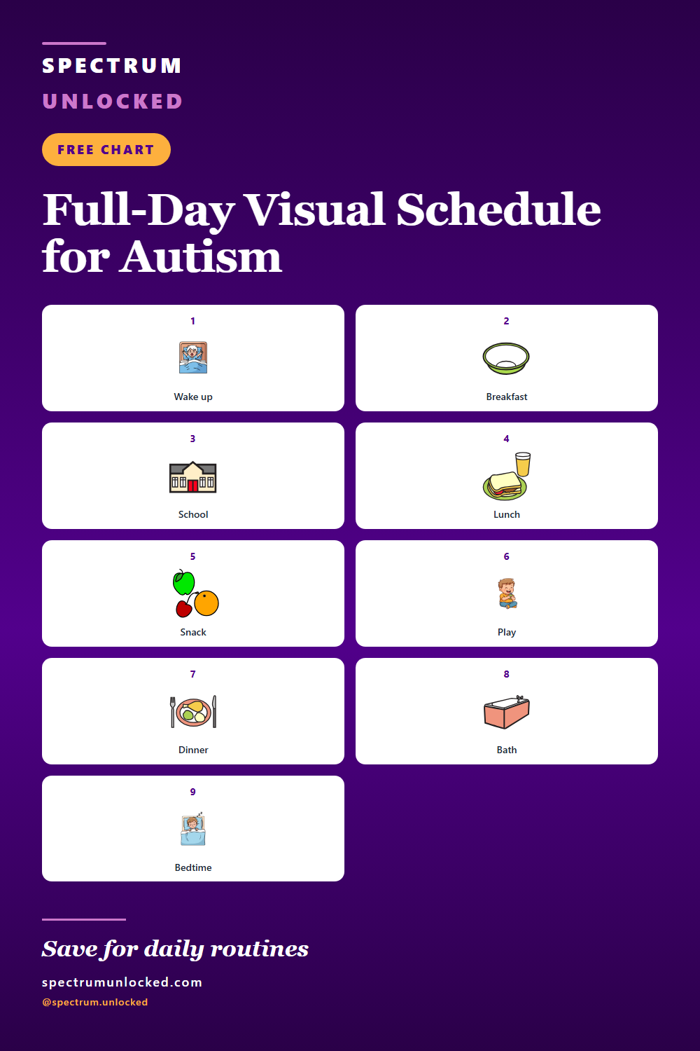 Pinterest pin: Free Full-Day Visual Schedule for Autism