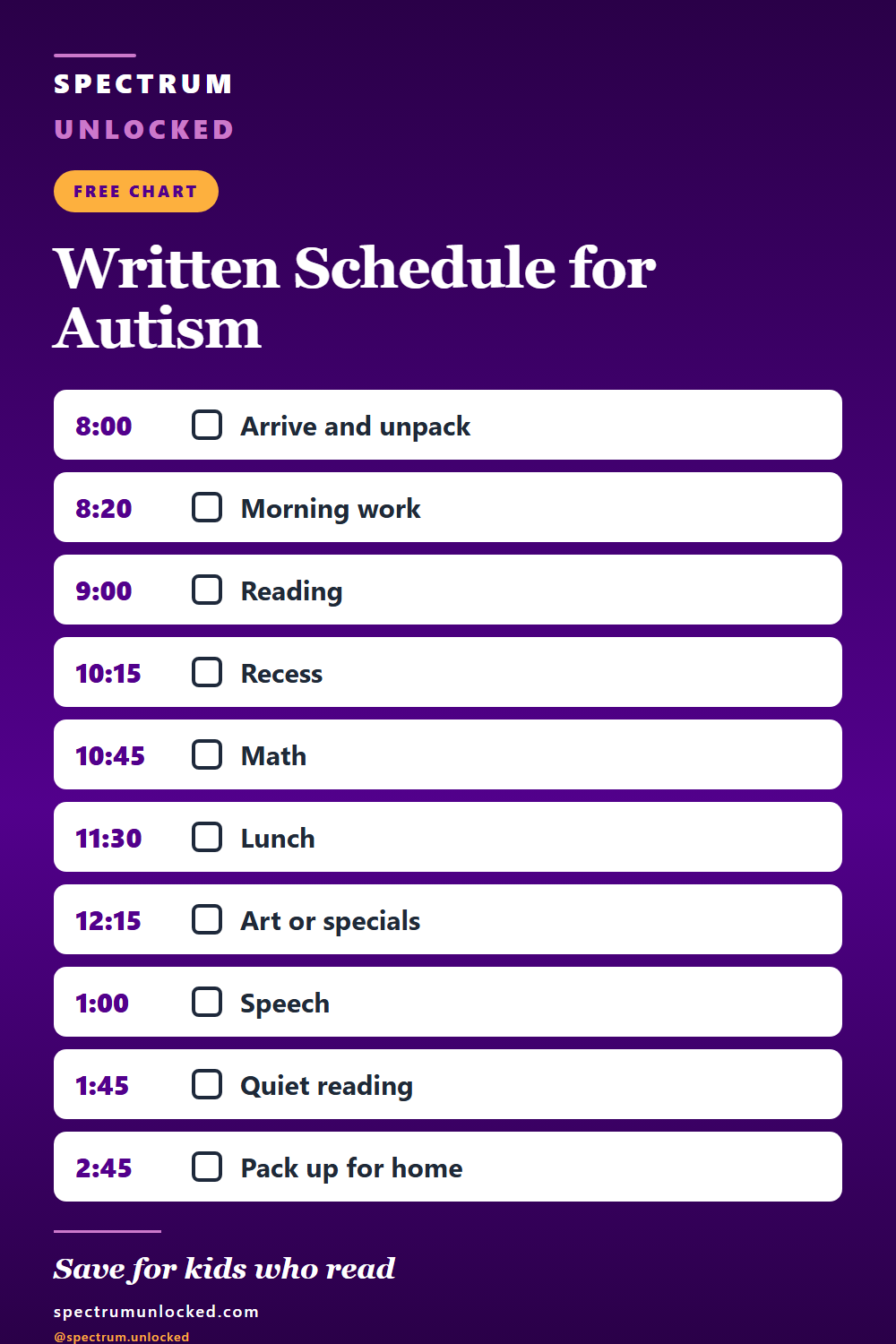 Pinterest pin: Free Written Schedule for Autism