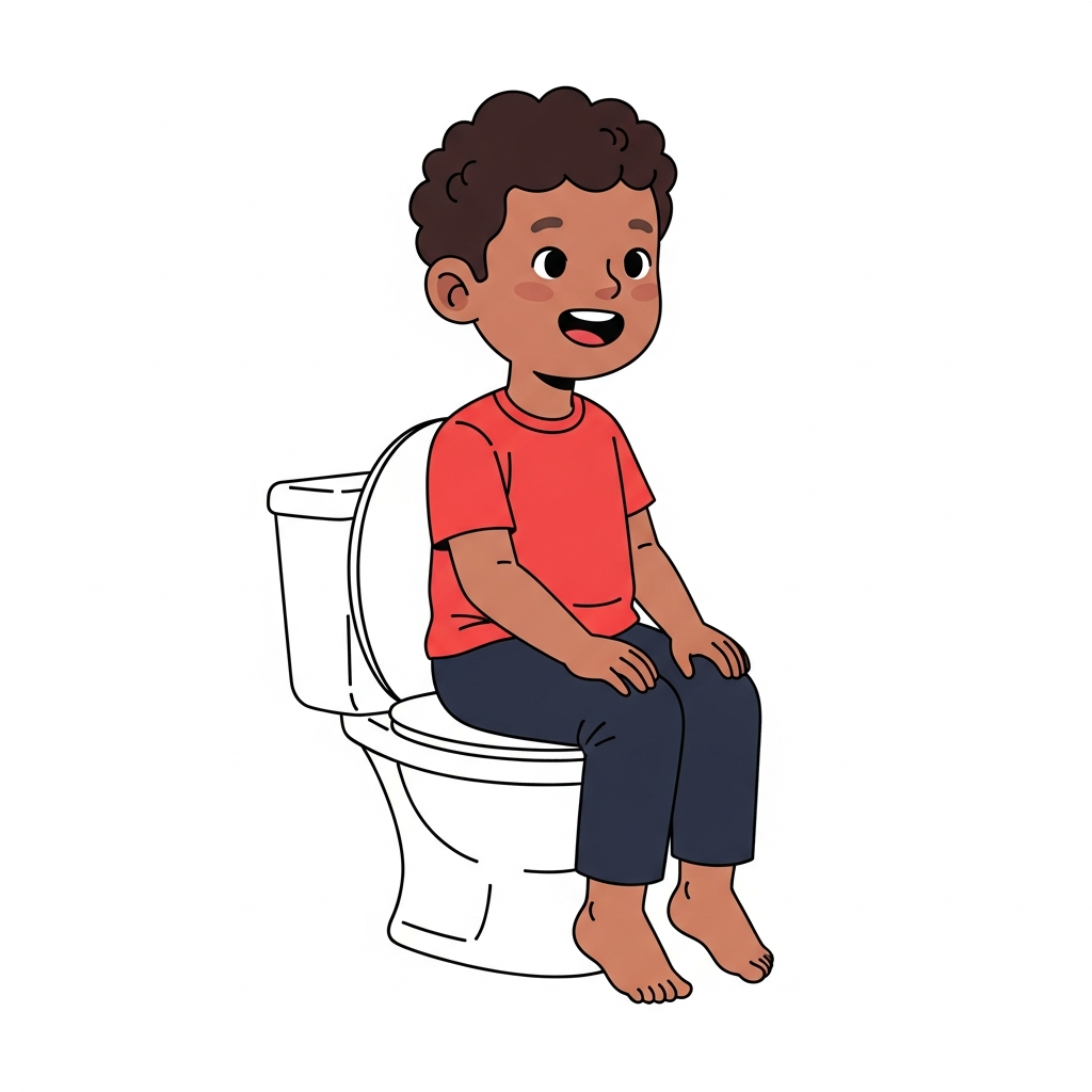 Boy Sitting on Toilet (black)