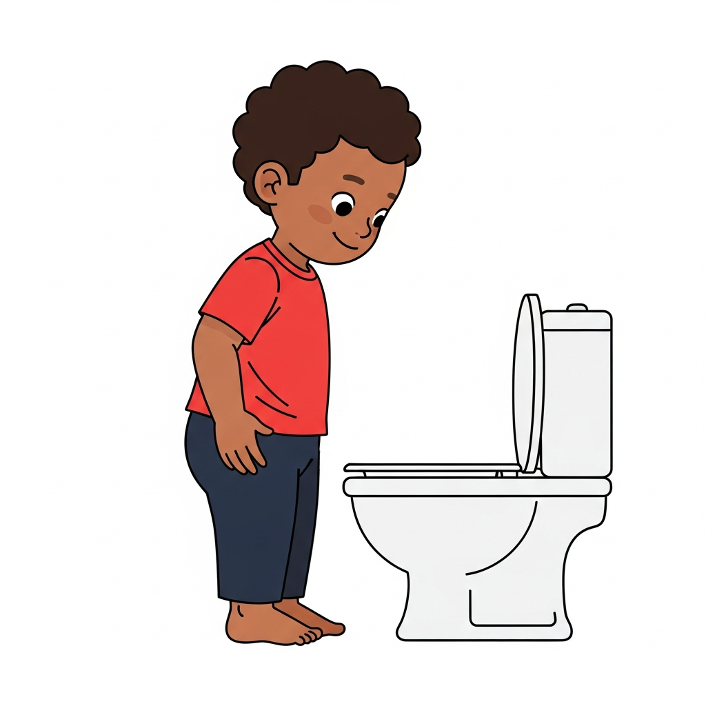 Boy Standing at Toilet (black)