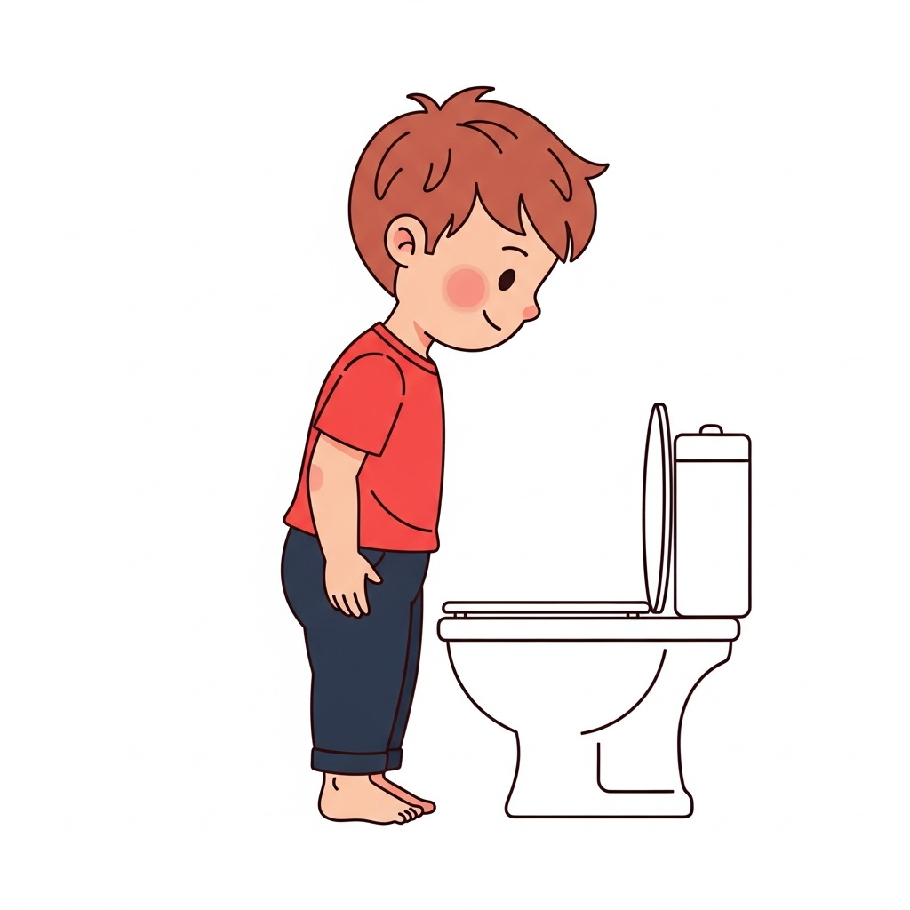 Boy Standing at Toilet (white)