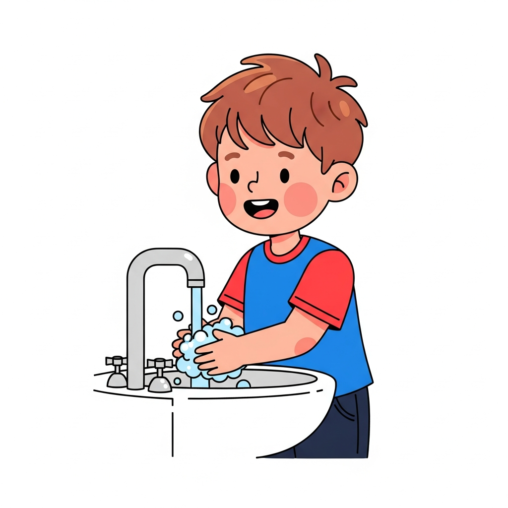 Boy Washing Hands (white)