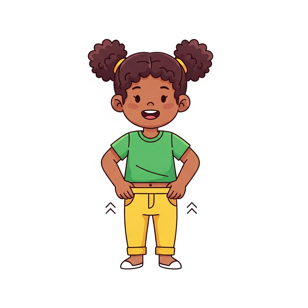 Girl Pulling Pants Up (black)