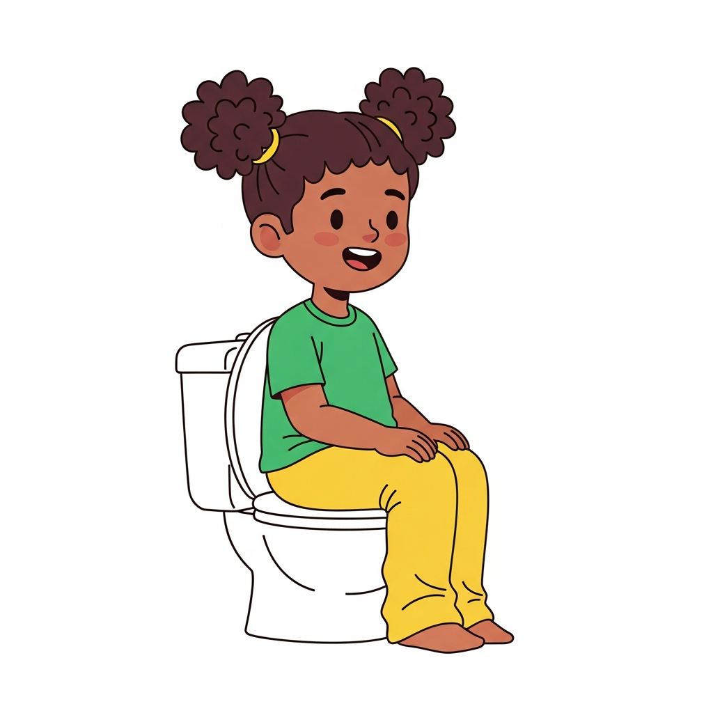 Girl Sitting on Toilet (black)