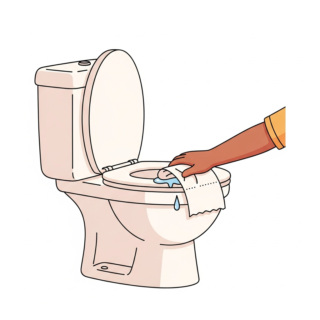 Wipe Spill on Toilet (Brown Hand)