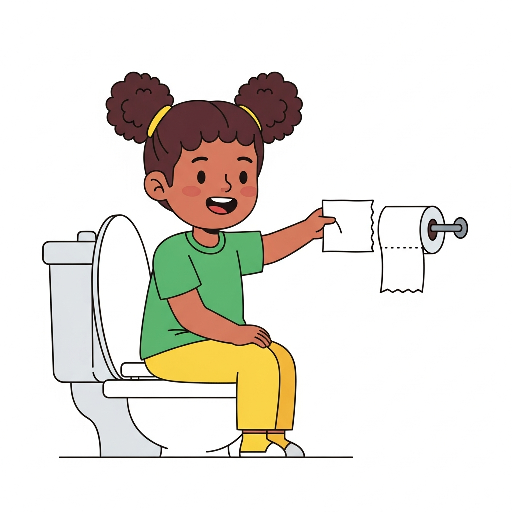 Girl Using Toilet Paper (black)