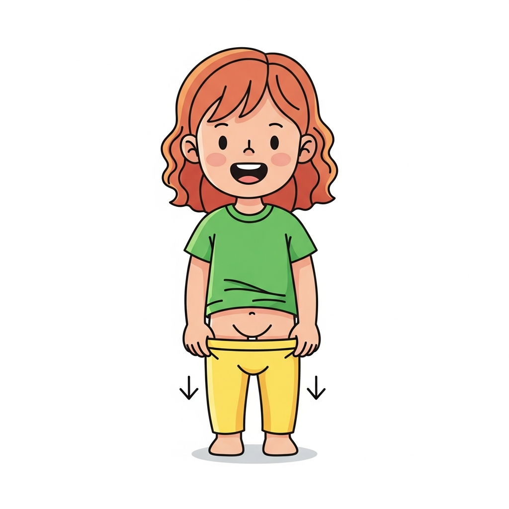Girl Pulling Pants Down (white)