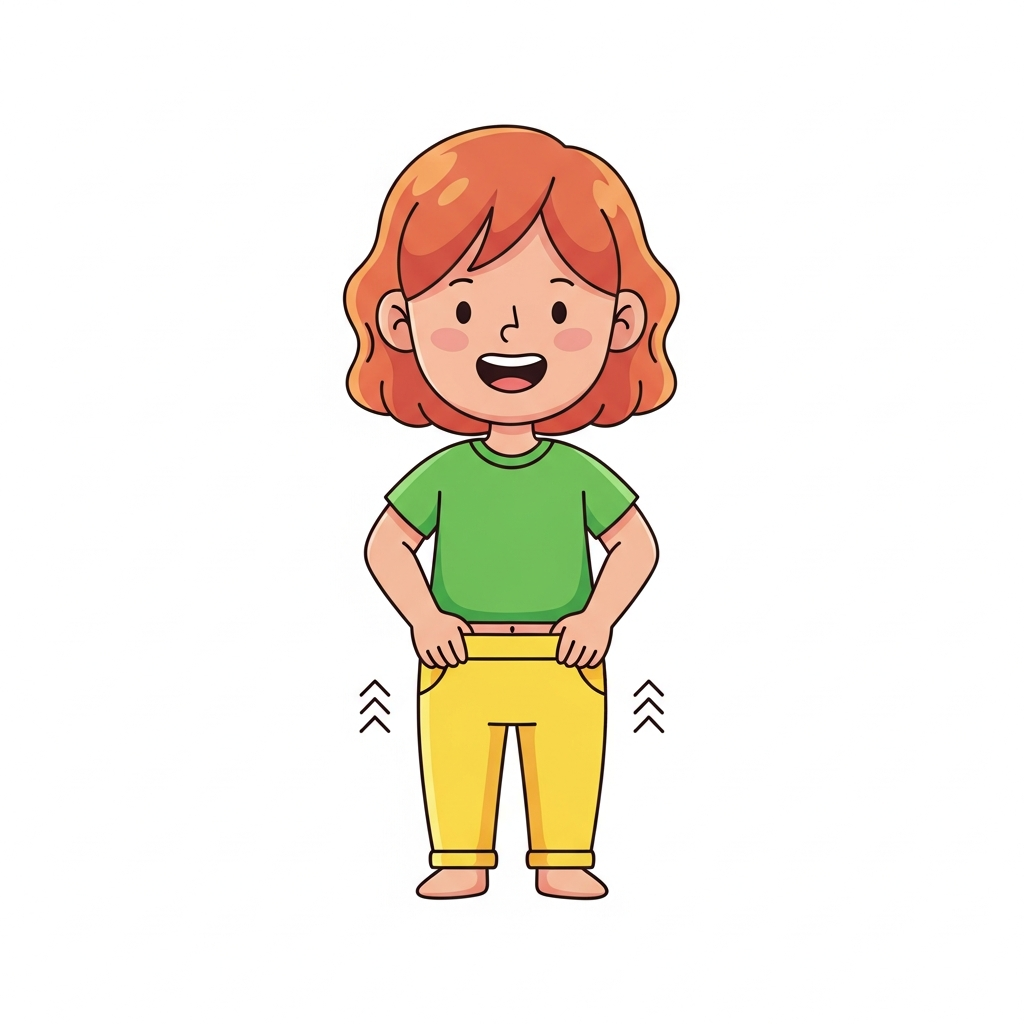 Girl Pulling Pants Up (white)