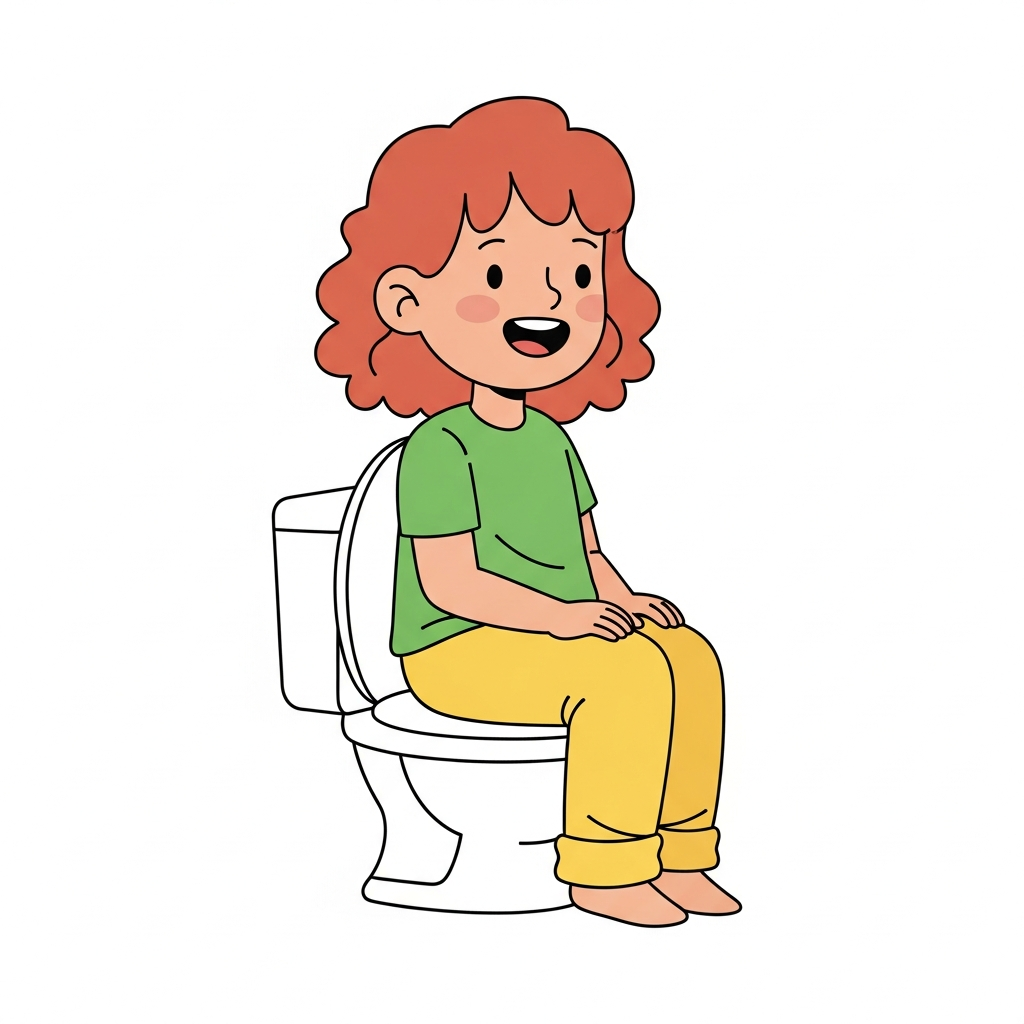 Girl Sitting on Toilet (white)