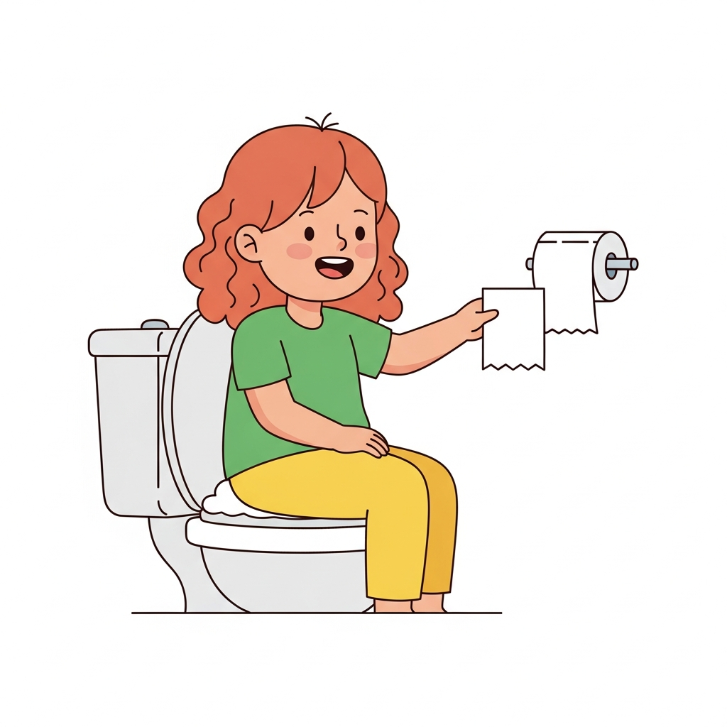 Girl Using Toilet Paper (white)
