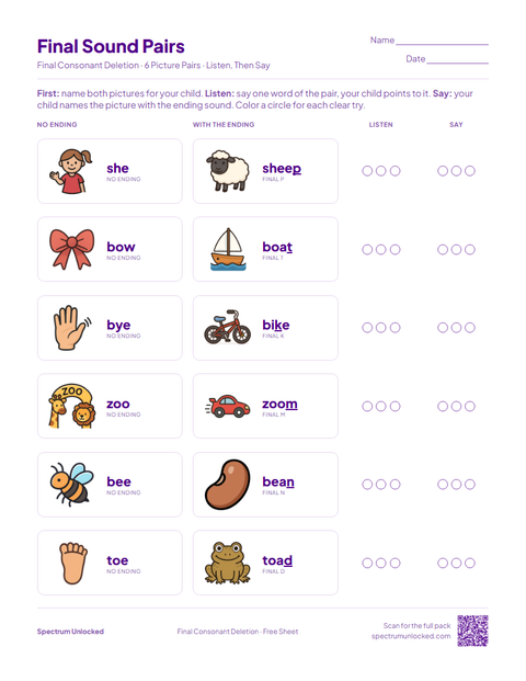 Final Sound Pairs sheet preview