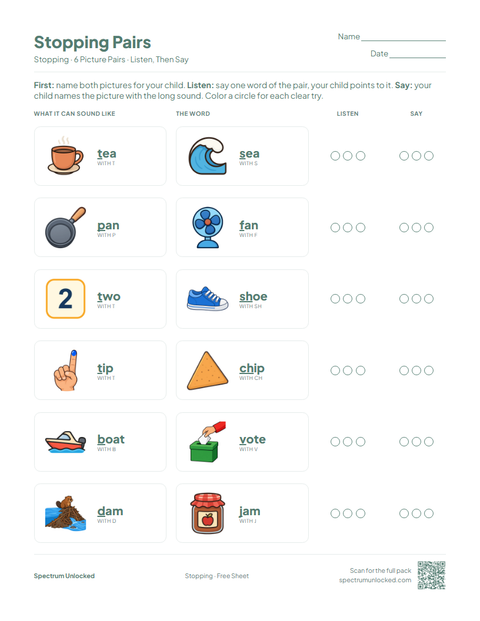 Stopping Pairs sheet preview