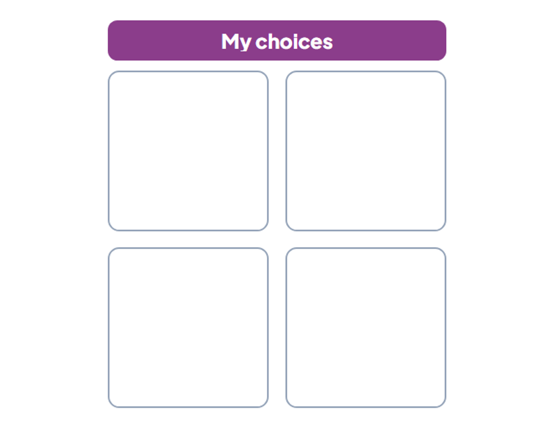 Pinterest pin: Blank Choice Board Template
